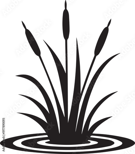Swamp Reed Plant Silhouette Vector