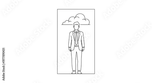 Man in Suit with Cloud Overhead - Concept of Thoughts, Ideas, or Mental State