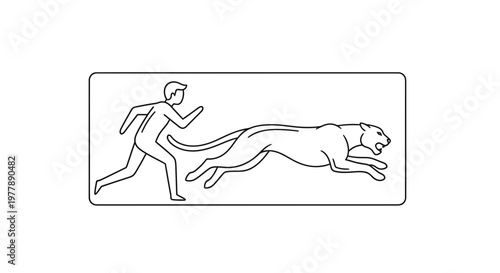 Man Running Away From A Jaguar, Danger, Escape, Chase, Wild Animal Attack