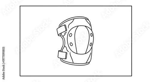Line Art Drawing of a Protective Knee Pad for Sports and Activities