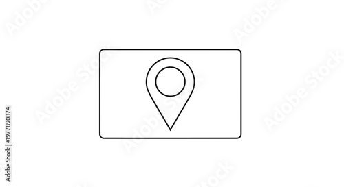 Location Pin Icon on a Rectangular Background, Navigation and GPS Symbol