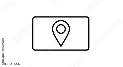 Location Pin Icon on a Rectangular Background - Navigation and Geolocation Concept