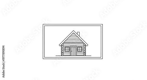 Log Cabin Blueprint Drawing, Architectural Sketch of a Rustic House