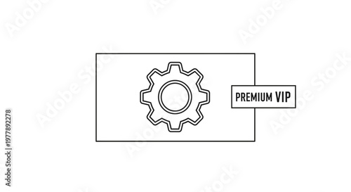 Gear Icon with Premium VIP Label - Settings, Access, and Exclusivity Concept