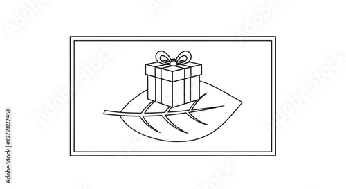 Gift Box on Leaf: Nature's Present, Eco-Friendly Surprise, Organic Celebration