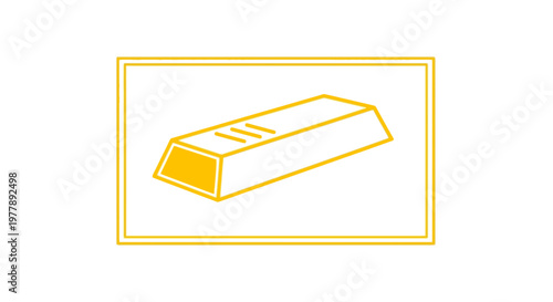 Gold Bar Icon, Shiny Precious Metal Ingot, Financial Investment Symbol, Wealth Concept