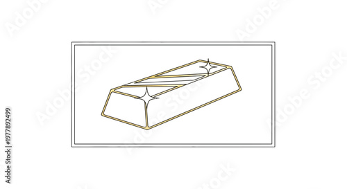Gold Bar Illustration: Shiny Precious Metal Ingot with Sparkles