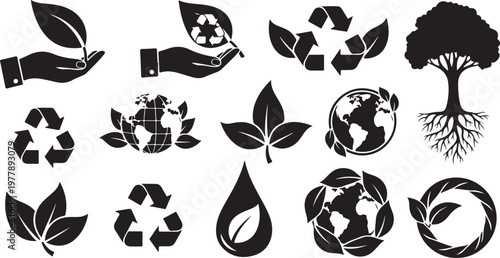 Eco Friendly Symbols and Icons for Sustainable Living Concepts
