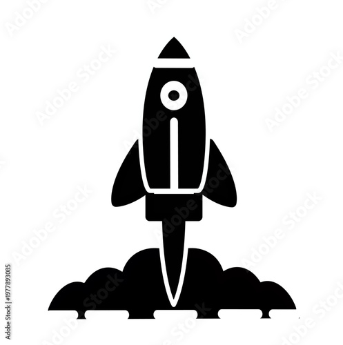 Rocket launch icon. Business startup symbol. Vector graphic, not Artificial Intelligence, logo illustration. Replaceable vector design.