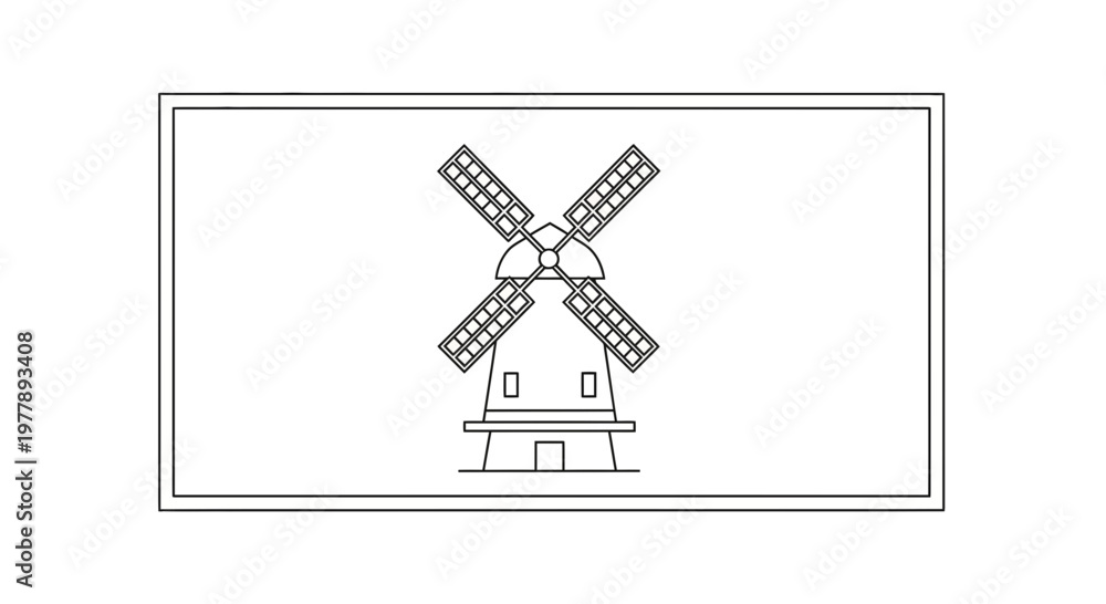 Fototapeta premium Classic Windmill Silhouette Icon on White Background