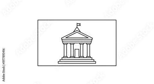 Classical Building Facade with Columns and Pediment, Government or Museum Icon