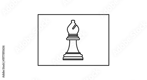 Black and White Chess Bishop Icon on White Background