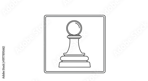Black and White Chess Pawn Icon Isolated on White Background, Minimalist Game Piece Symbol