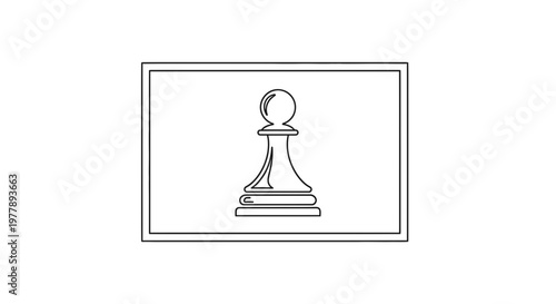 Black and White Chess Pawn Icon on White Background