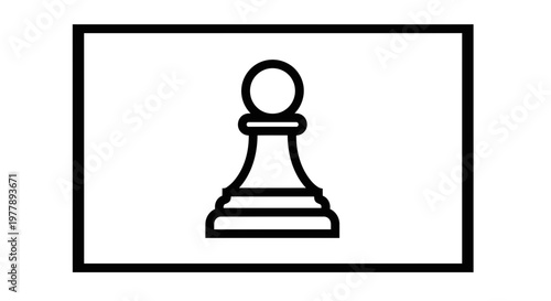 Black and white icon of a chess pawn, symbolizing strategy and game.