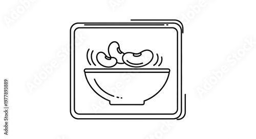 Bowl of Beans Icon: Healthy Food, Diet, Nutrition, Organic, Vegetarian, Vegan