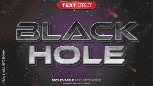3d text effect black hole theme