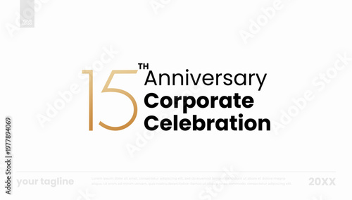 15th anniversary corporate celebration gold minimal logo banner template