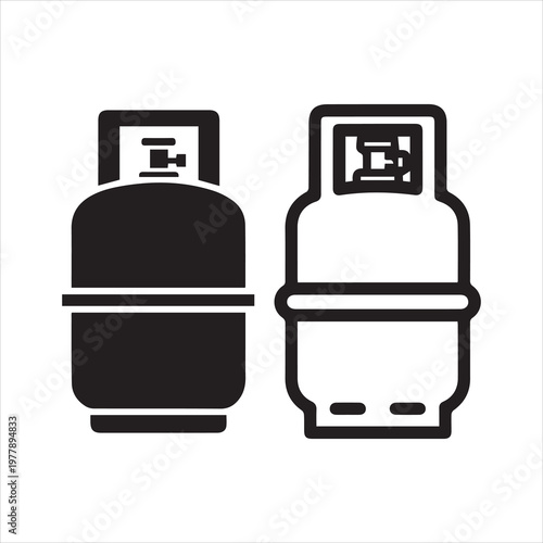 Two black propane gas tanks depicted in a stark silhouette