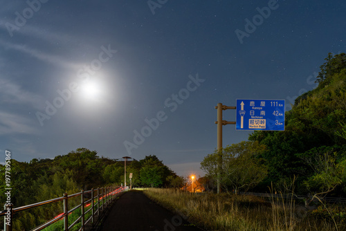 月夜の堀切峠標識
