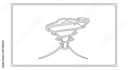 Volcanic Eruption Tornado Icon - Stylized Line Art