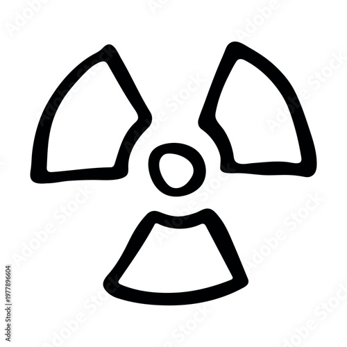 Hand drawn radiation sign Nuclear radiation hazard symbol Radioactive danger warning sign clipart in doodle style Nuclear safety Radioactive waste Single element for print, web, design, decor