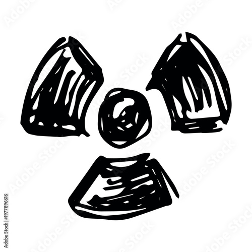 Hand drawn radiation sign Nuclear radiation hazard symbol Radioactive danger warning sign clipart in doodle style Nuclear safety Radioactive waste Single element for print, web, design, decor