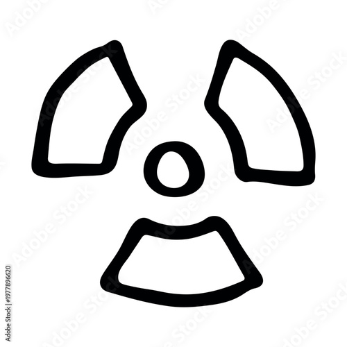 Hand drawn radiation sign Nuclear radiation hazard symbol Radioactive danger warning sign clipart in doodle style Nuclear safety Radioactive waste Single element for print, web, design, decor