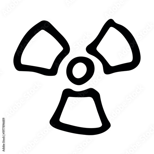 Hand drawn radiation sign Nuclear radiation hazard symbol Radioactive danger warning sign clipart in doodle style Nuclear safety Radioactive waste Single element for print, web, design, decor