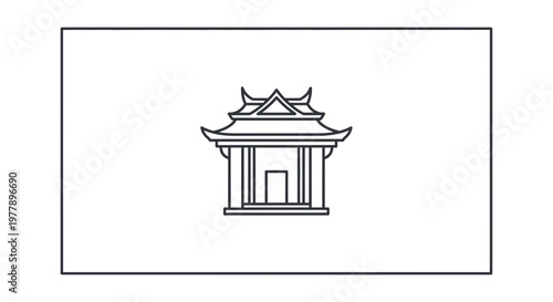 Traditional Asian Temple Icon, East Asian Architecture, Minimalist Pagoda Symbol