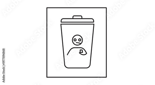 Trash Can with Human Icon Inside, Representing Deletion or Removal