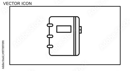 Simple Line Icon of a Notebook or Journal with a Rectangular Label
