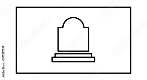 Simple Tombstone Icon, Gravestone Symbol, Cemetery Monument, Funeral Memorial Outline