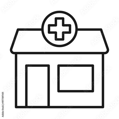 Hospital building icon, medical center sign. editable stroke, vector illustration
