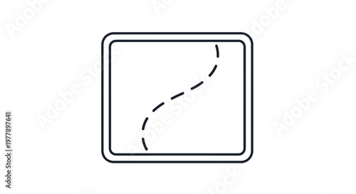 Simple Line Art Icon of a Map with a Winding Path