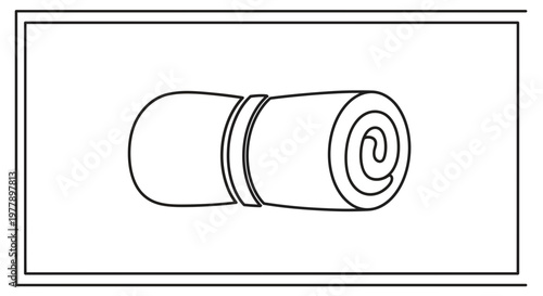 Rolled sleeping bag icon, camping equipment, outdoor adventure gear, travel accessory