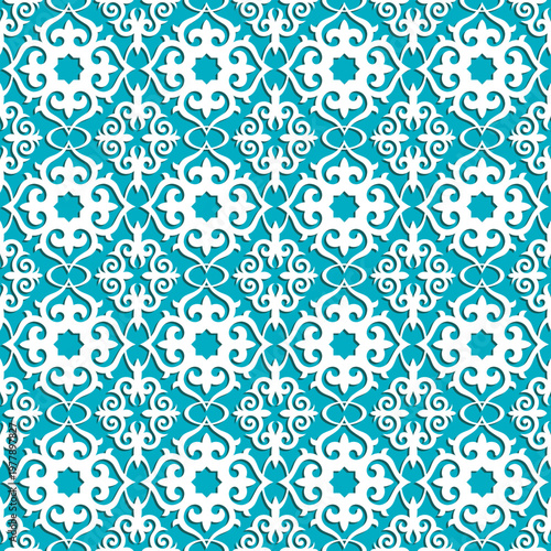 Seamless ethnic pattern, Kazakh national ornament, islamic tribal pattern, vector design