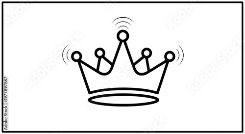 Royal Crown Icon with Sound Waves, King Queen Symbol, Royalty and Power Concept