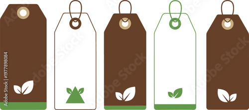 Sustainable eco-friendly product tags blending natural leaf designs with blank labels, perfect for organic branding and environmentally conscious retail marketing