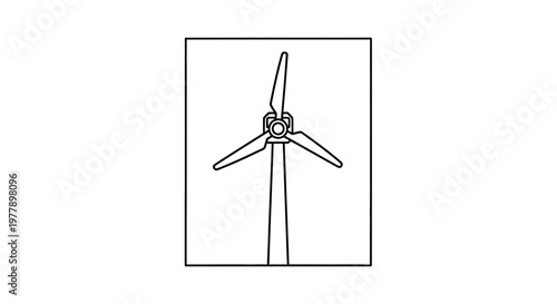 Minimalist Wind Turbine Icon: Clean Energy Symbol, Renewable Power Generation