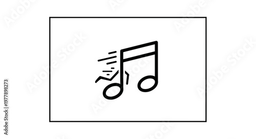 Musical Note Icon with Sound Waves, Dynamic Music Symbol, Audio Graphic