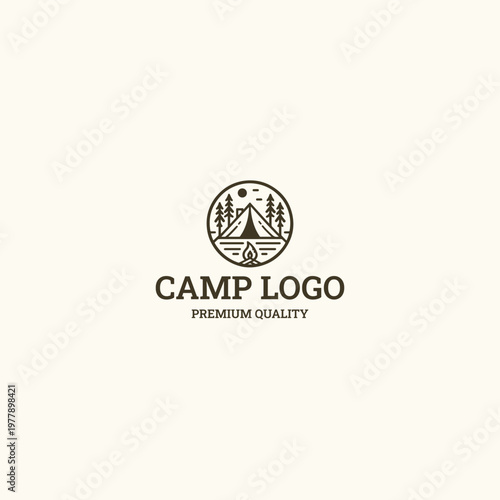 Camp logo style icon design template vector illustration