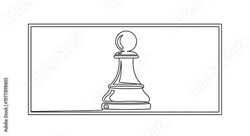 Minimalist Pawn Chess Piece Line Art, Strategy Concept