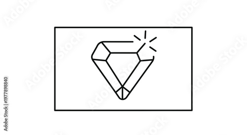 Minimalist Diamond Icon with Sparkle Effect on White Background