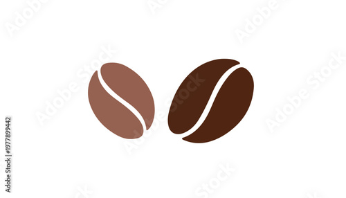 Two coffee beans in different shades of brown