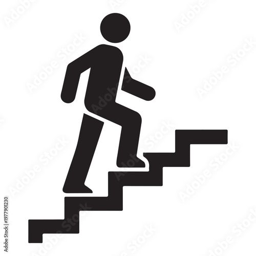 Walking up the stairs or staircase icon vector silhouette 