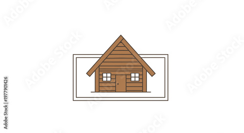 Log Cabin Icon Vector Illustration - Simple Wooden House Symbol