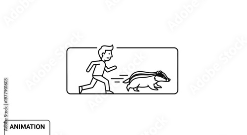 Man Running Away From Badger Animation