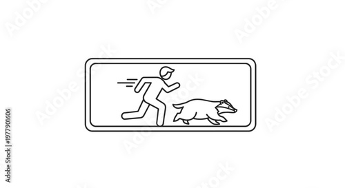 Man Running Away From Badger Icon