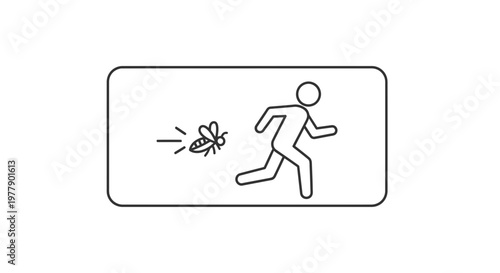 Man Running Away From Bee, Insect Attack, Summer Danger, Outdoor Activity